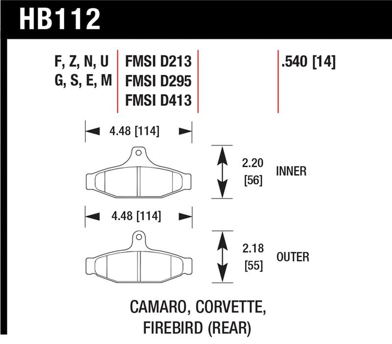 Hawk 84-96 Corvette /88-97 Pontiac Firebird HT-10 Race Rear Brake Pads