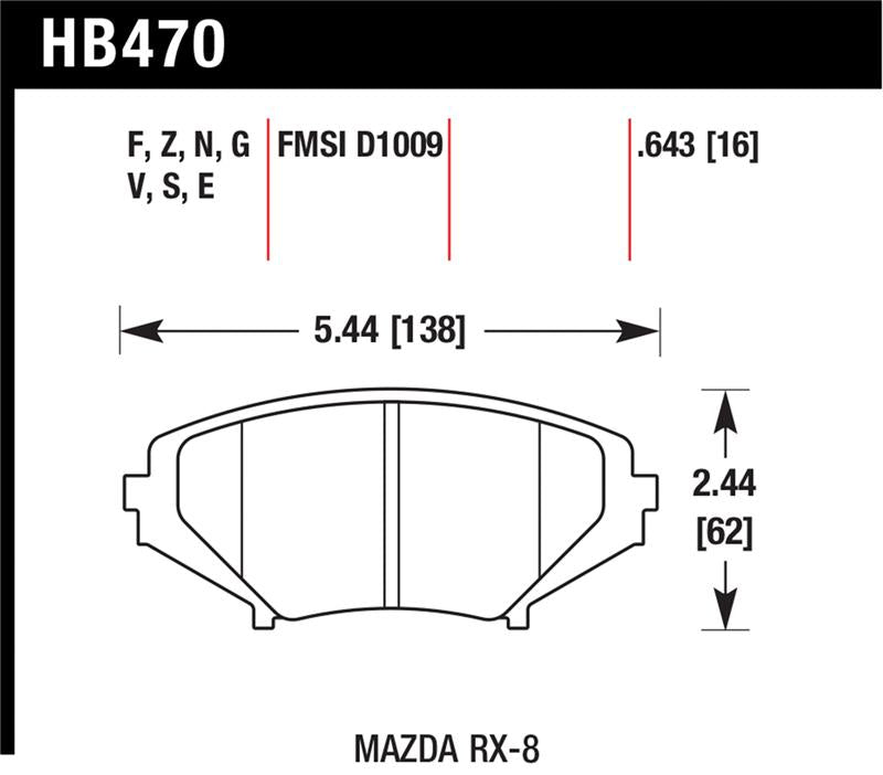 Hawk 2004-2011 Mazda RX-8 Grand Touring HPS 5.0 Front Brake Pads