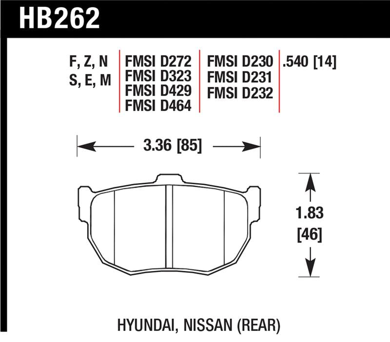 Hawk 89-97 Nissan 240SX HT-10 Race Rear Brake Pads