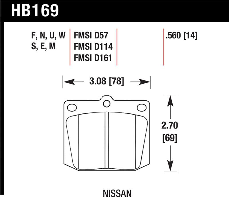 Hawk 75-78 Nissan 280Z Black Race Front Brake Pads