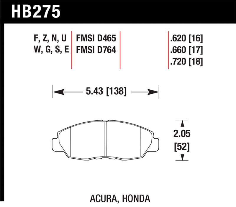 Hawk Acura/ Honda Performance Ceramic Street Front Brake Pads