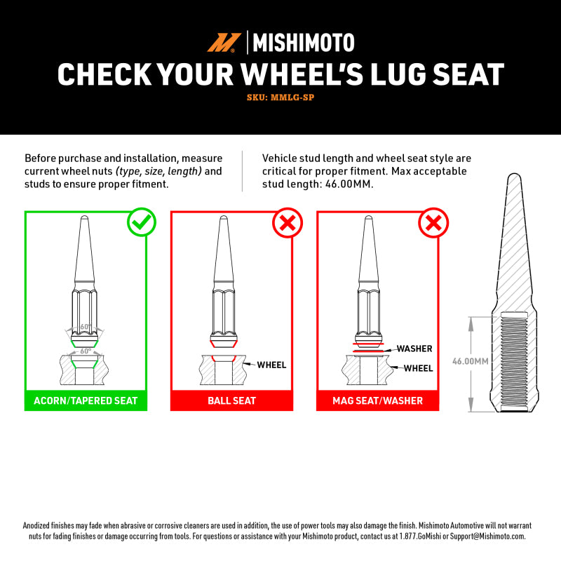 Mishimoto Mishimoto Steel Spiked Lug Nuts M12 x 1.5 24pc Set Blue