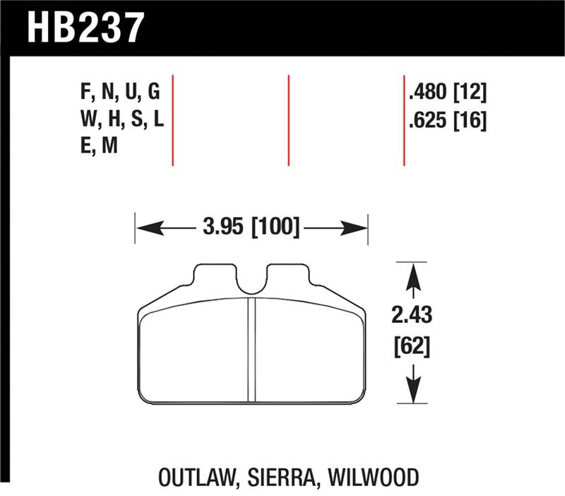 Hawk Wilwood BB / AP Racing / Outlaw Black Rear Brake Pads